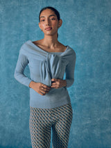 Sky Off Shoulder Shawl Neck Top