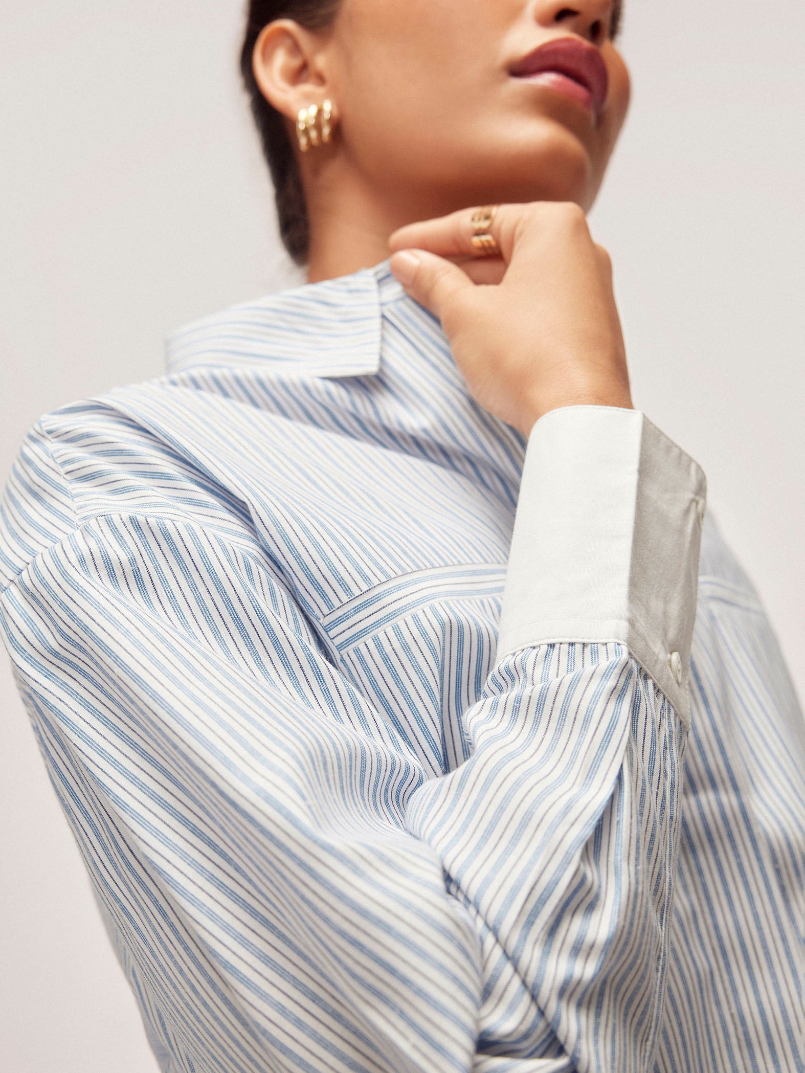 Sky Pinstripe Boxy Shirt
