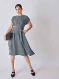 Slate Grey Side Button Midi Dress