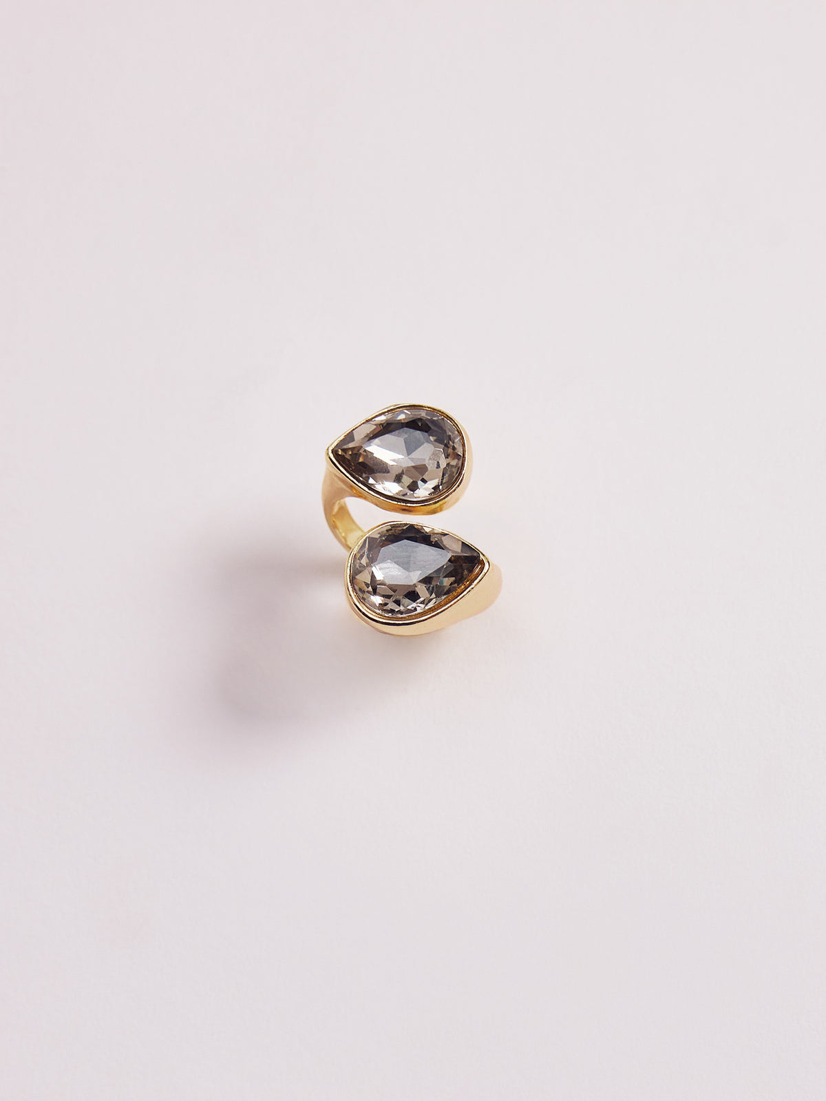 Smoky Grey Double Pear Stone Ring