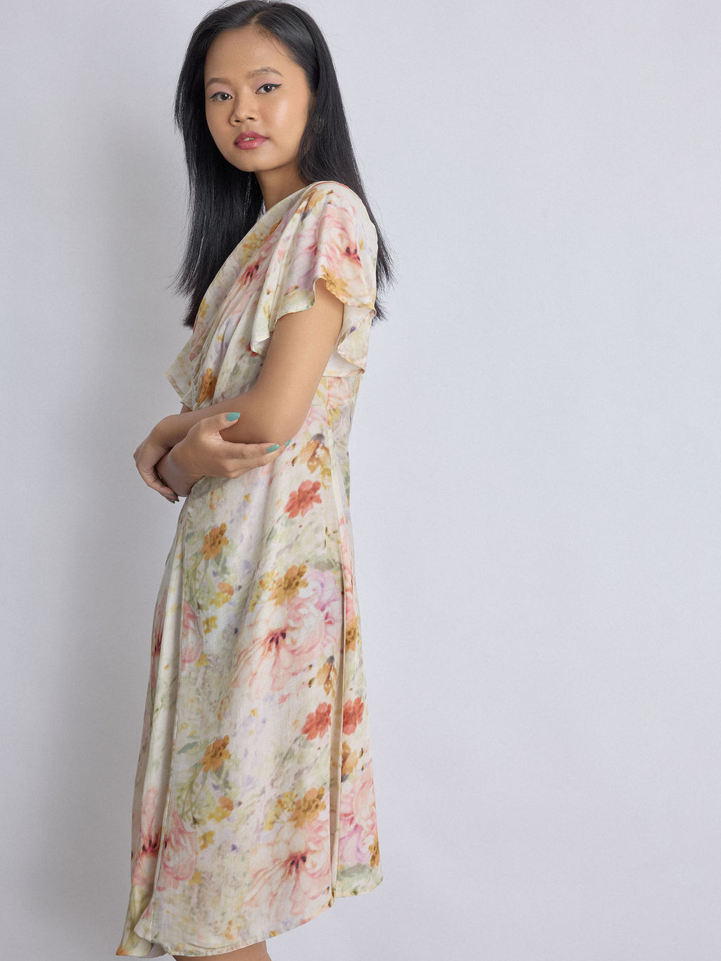 Spring Floral Asymmetric Dress