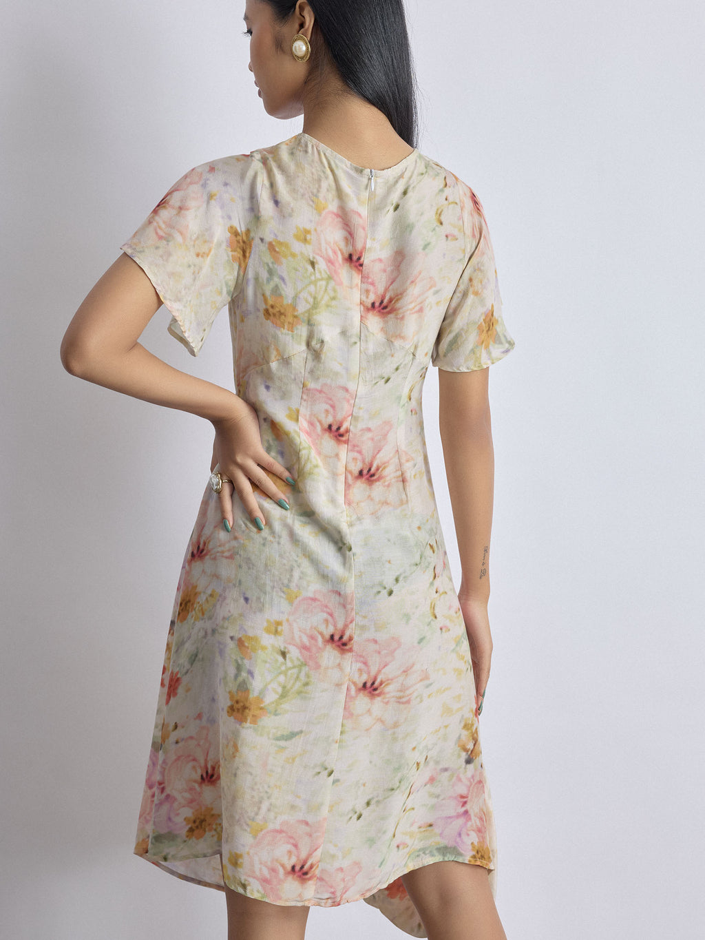 Spring Floral Asymmetric Dress