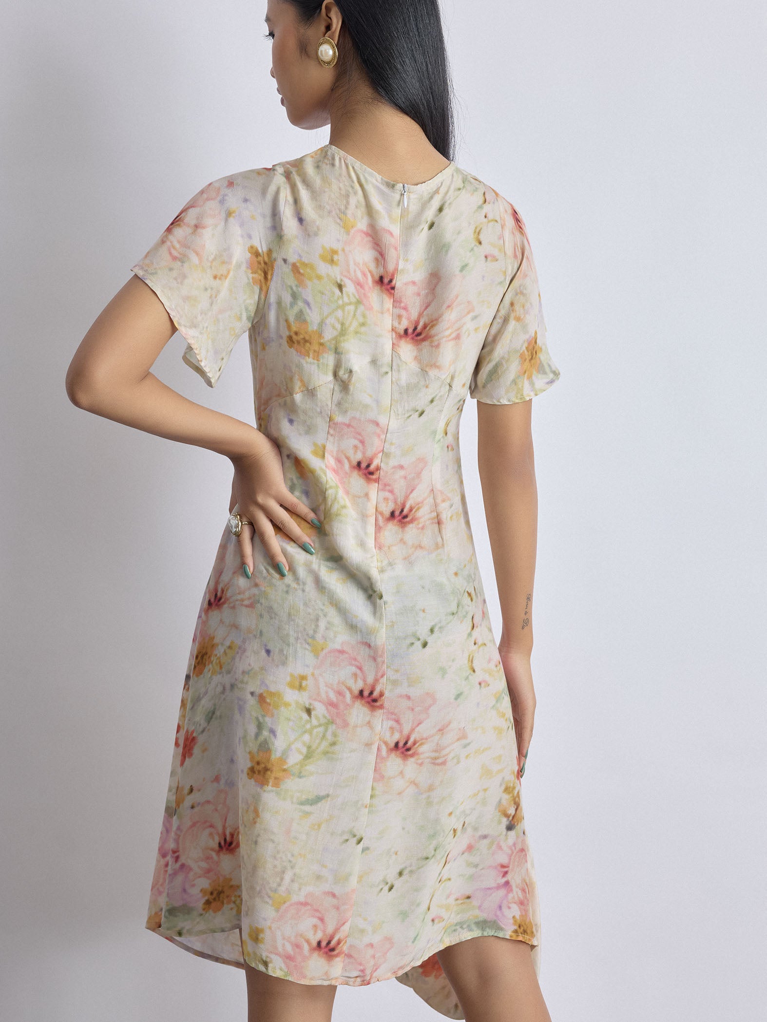 Spring Floral Asymmetric Dress