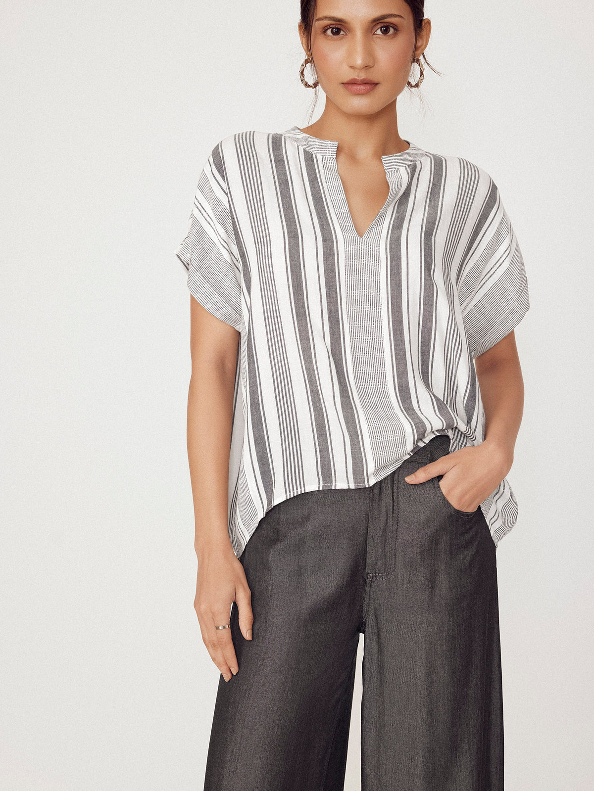 Striped Extended Sleeve Top