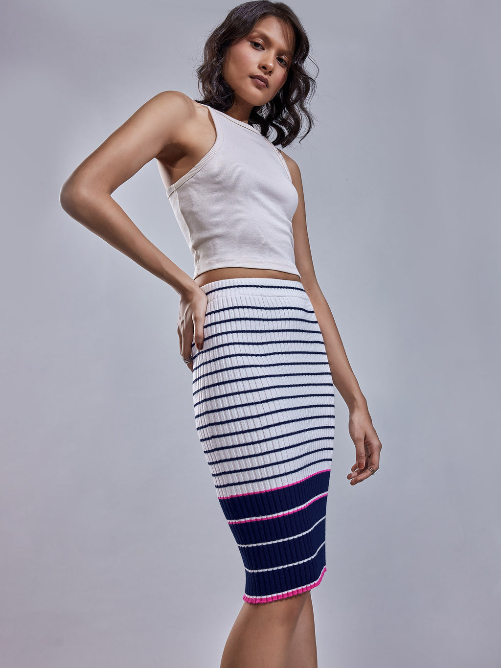 Striped Jacquard Knit Skirt