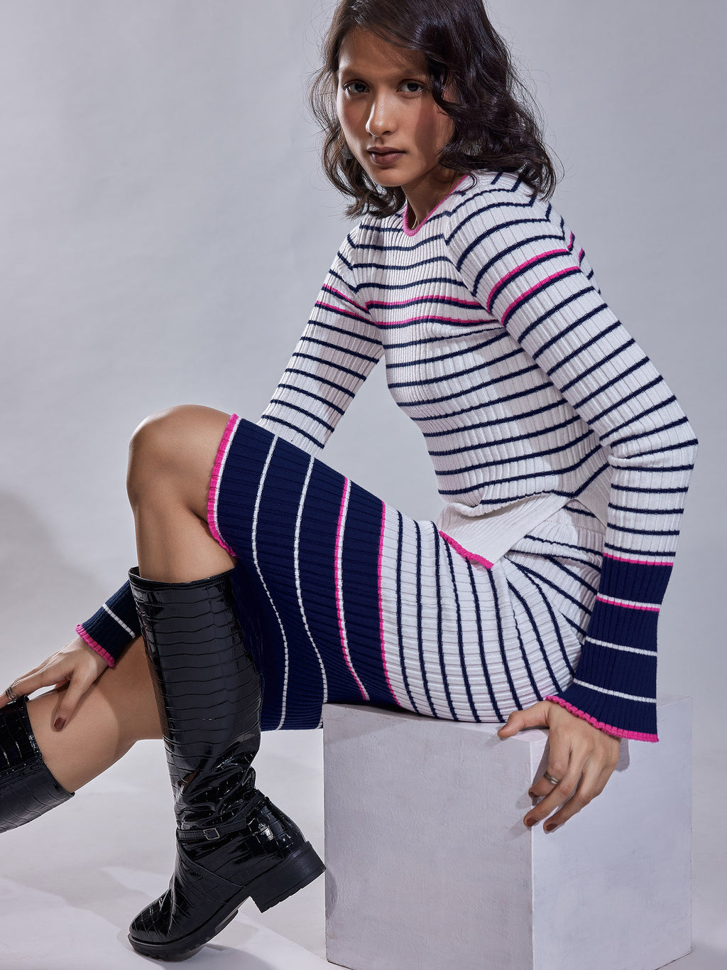 Striped Jacquard Knit Top