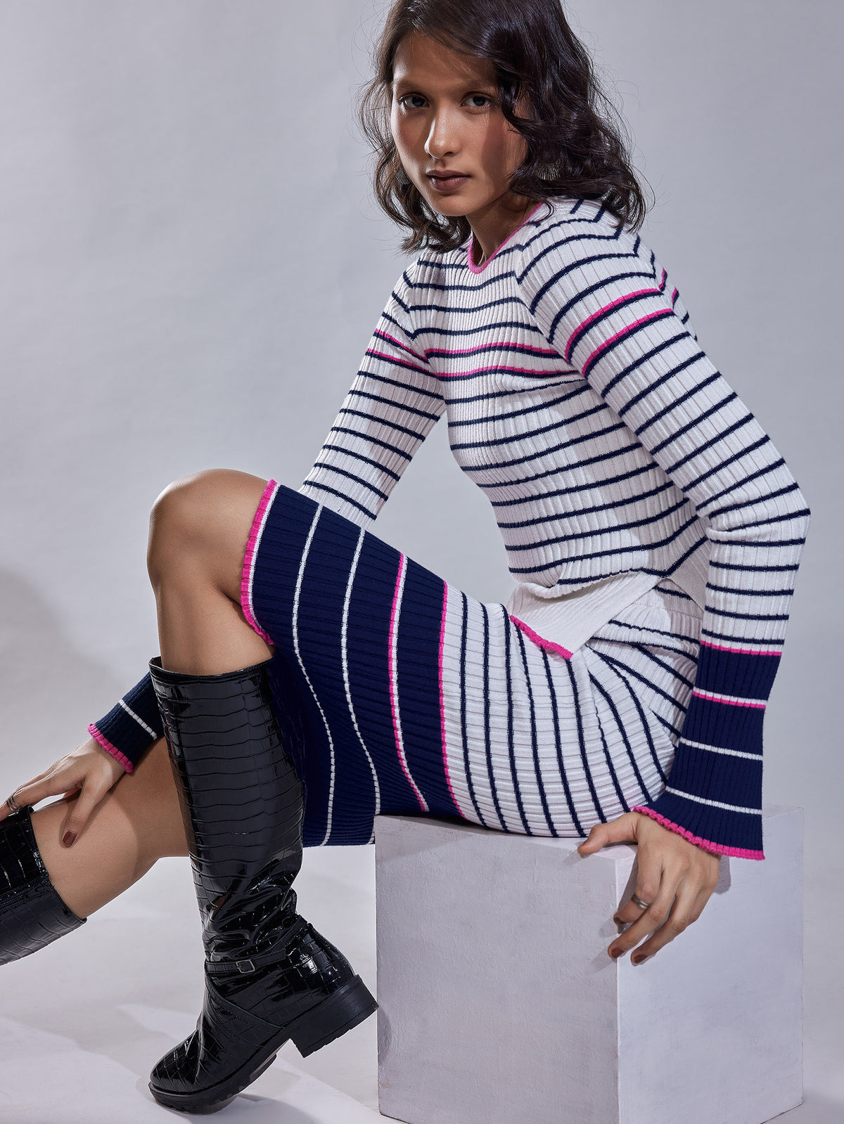 Striped Jacquard Knit Top