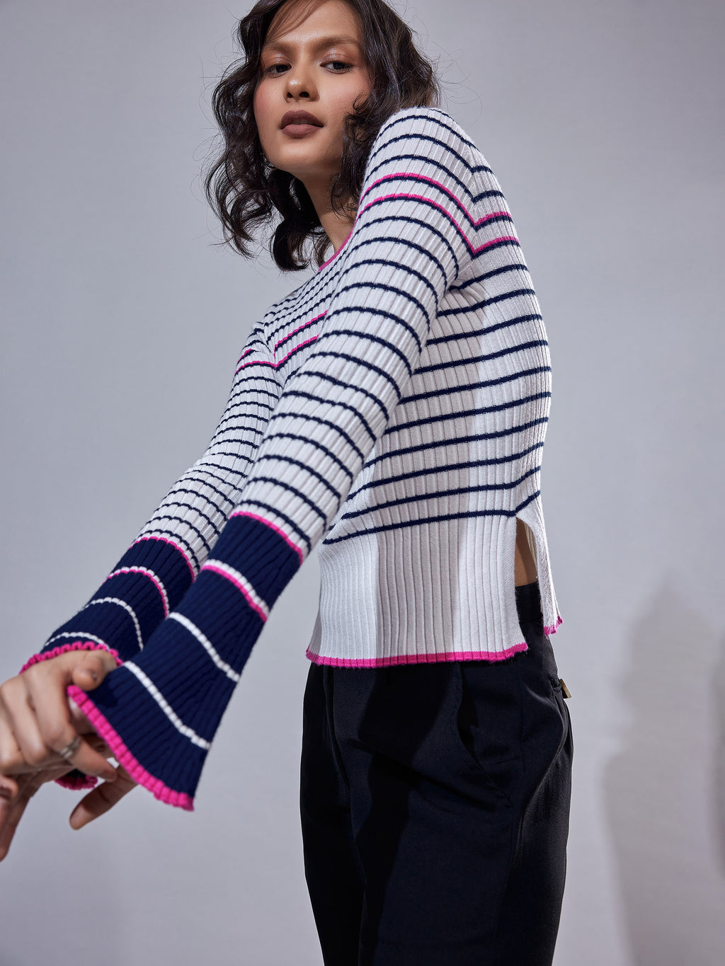 Striped Jacquard Knit Top