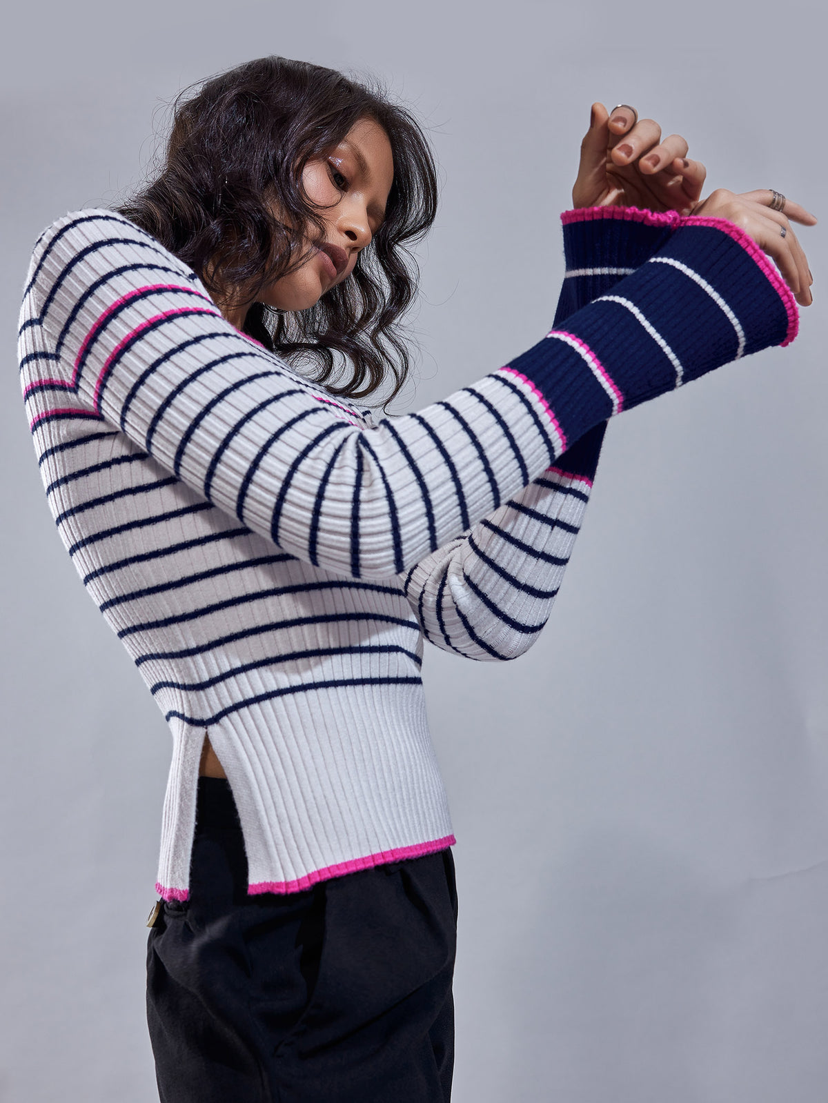 Striped Jacquard Knit Top