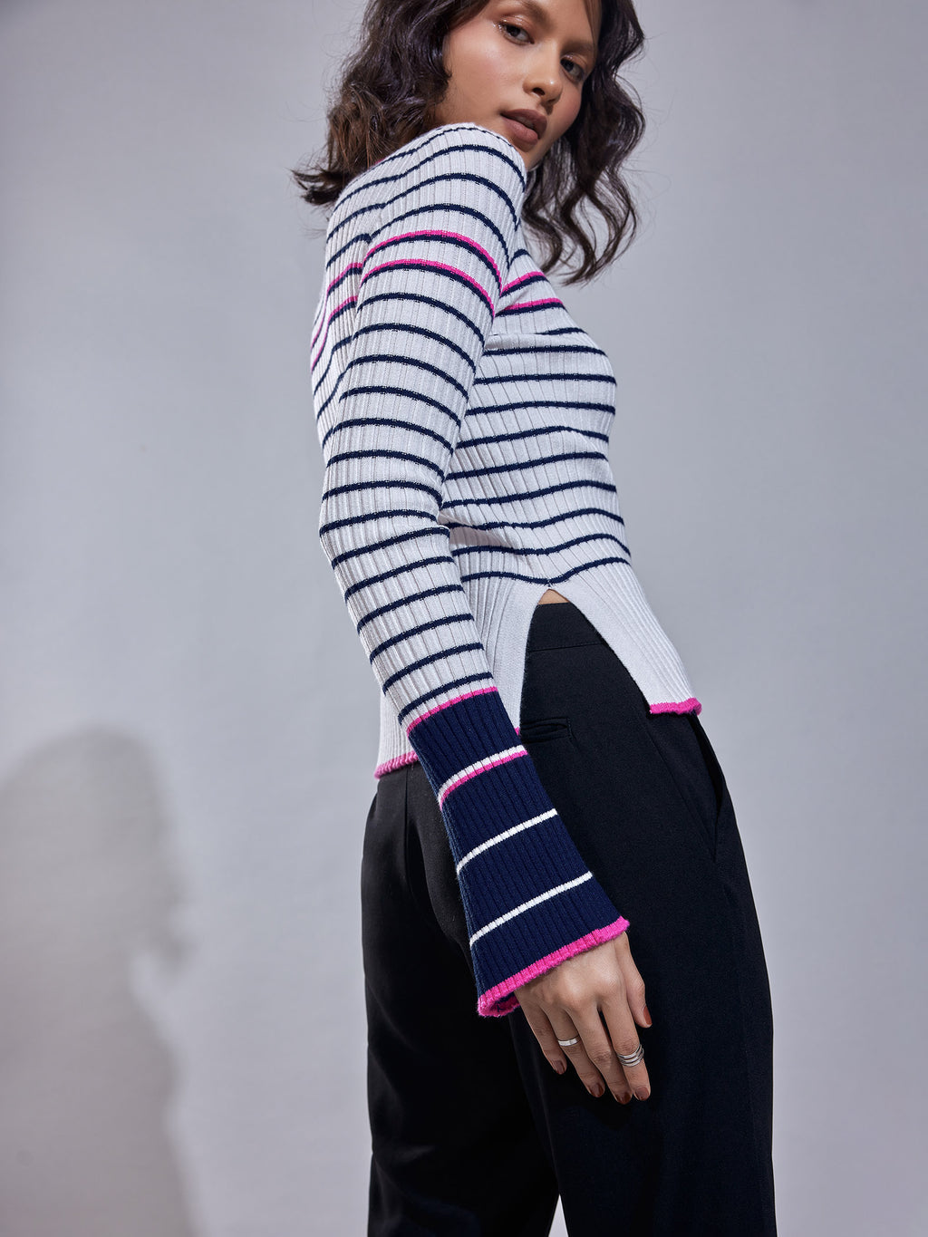 Striped Jacquard Knit Top