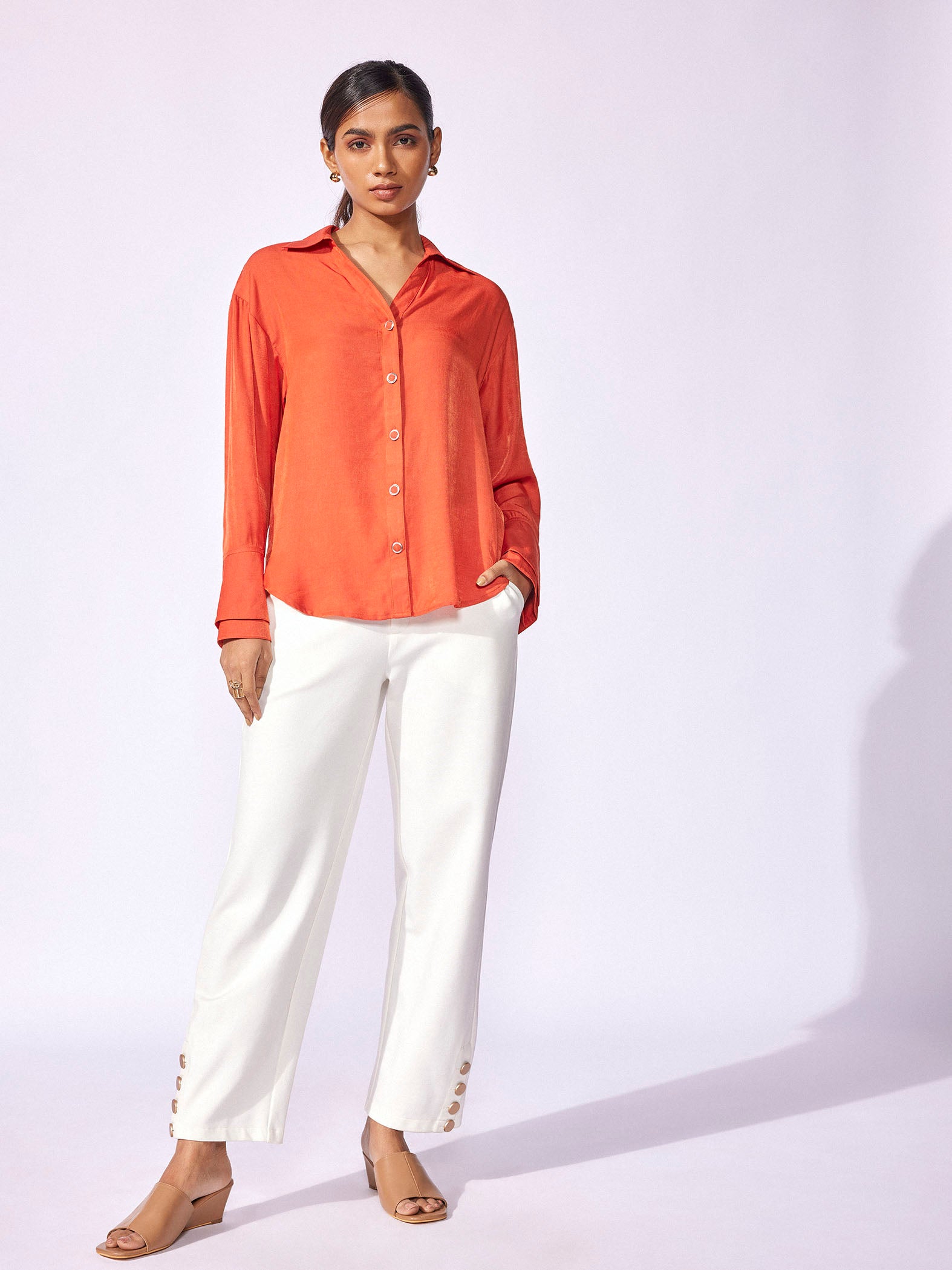 Tangerine Layered Cuff Shirt