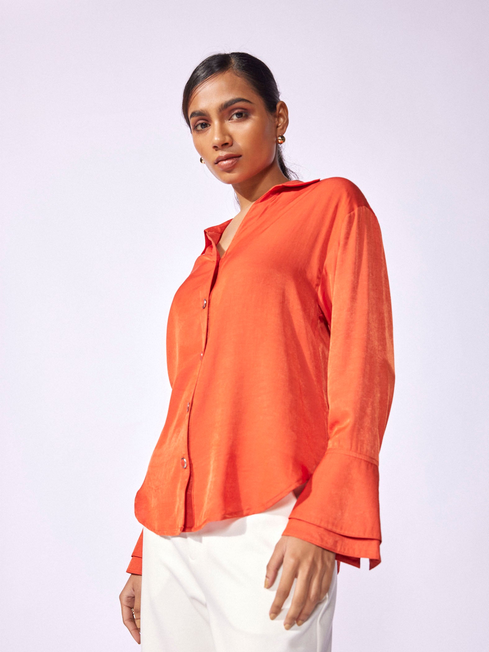 Tangerine Layered Cuff Shirt