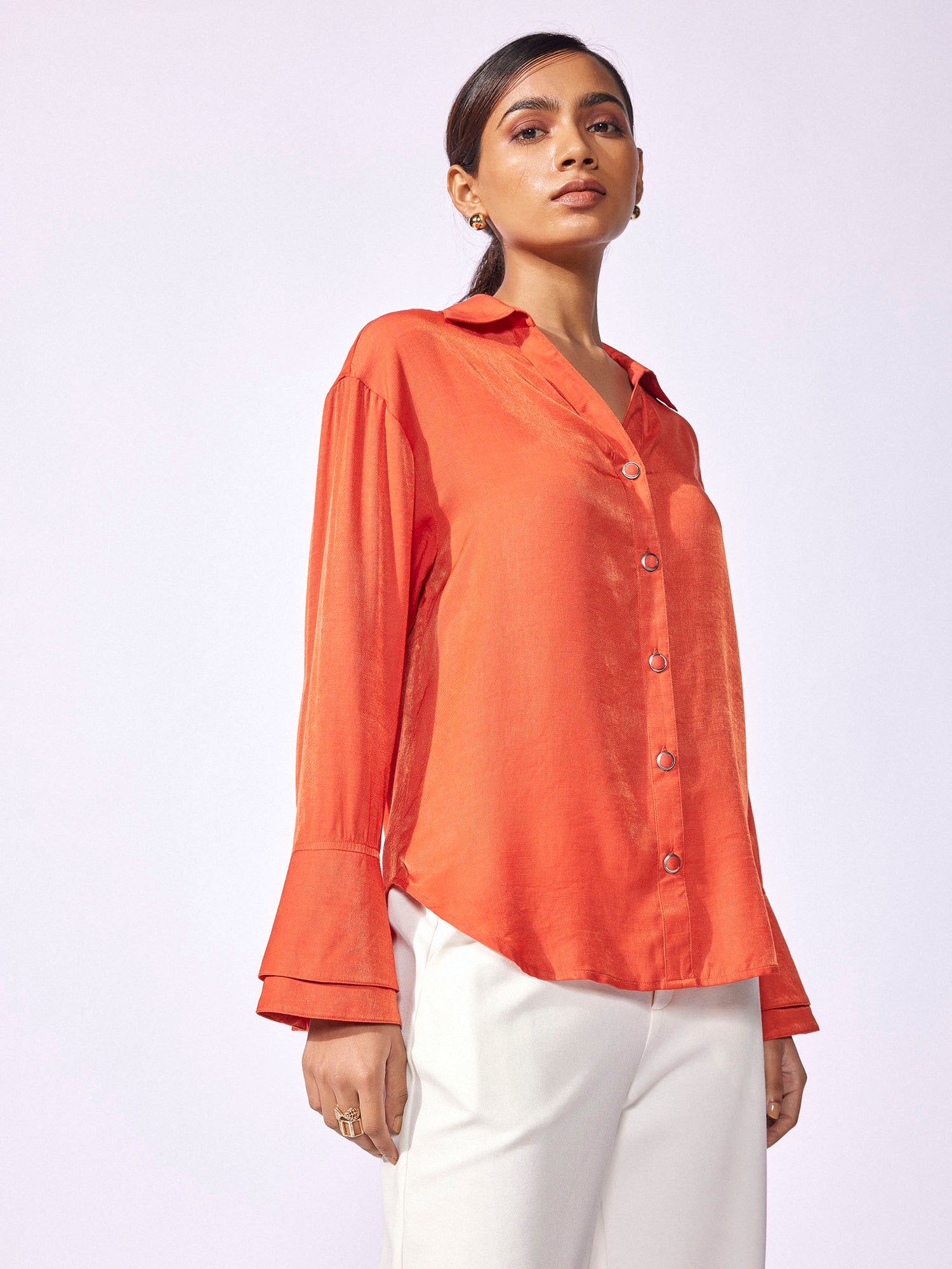 Tangerine Layered Cuff Shirt