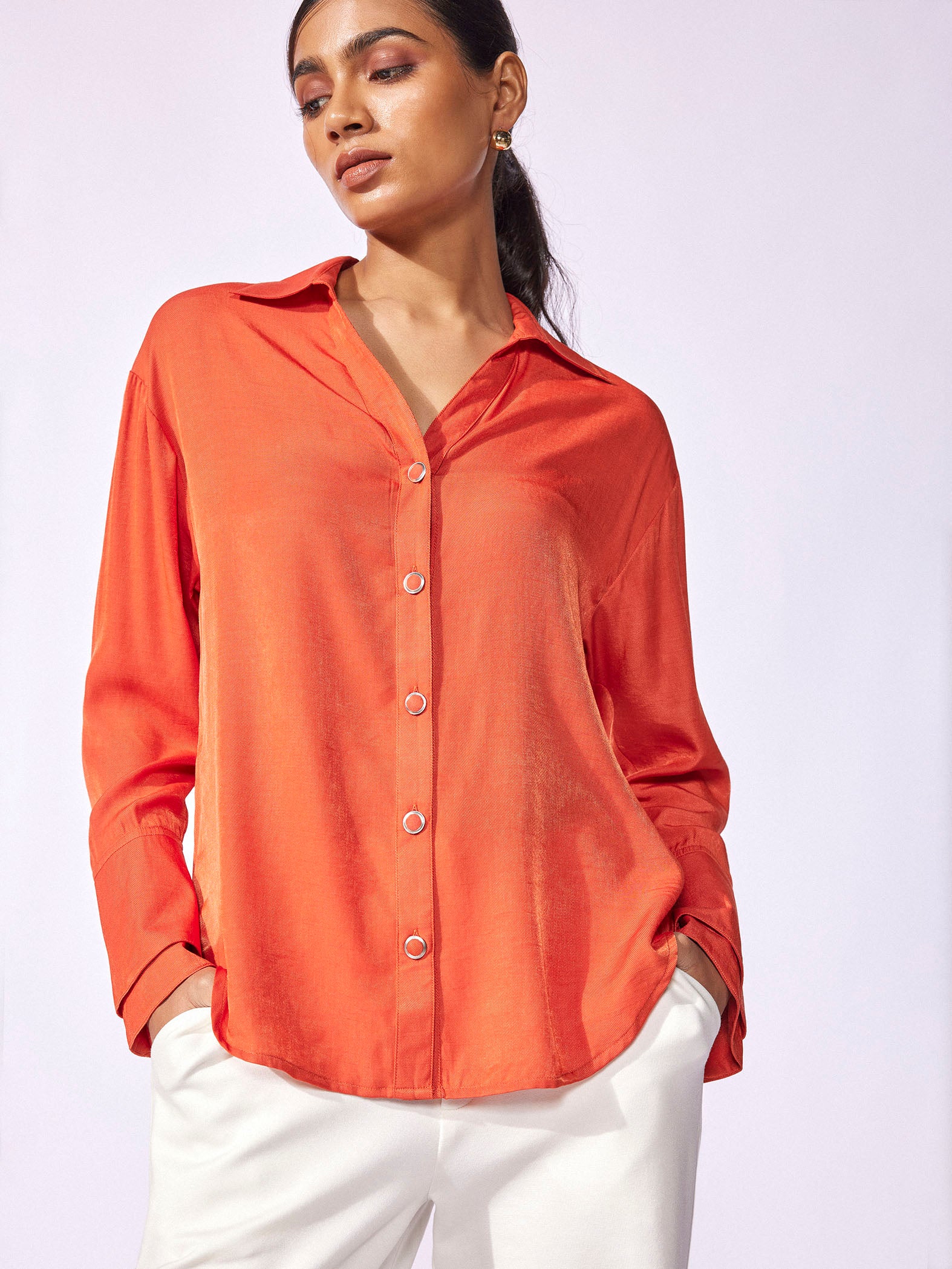 Tangerine Layered Cuff Shirt