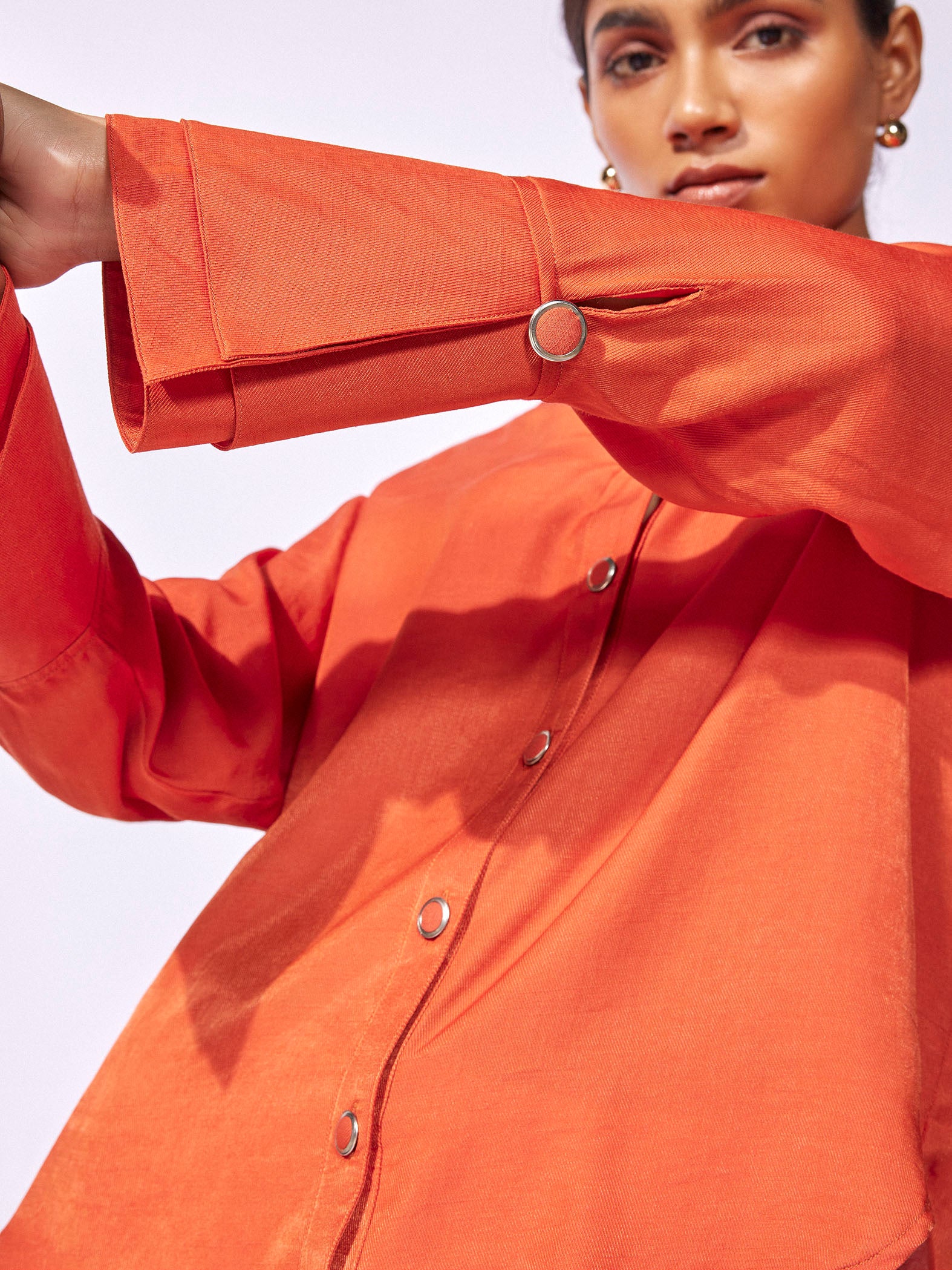 Tangerine Layered Cuff Shirt