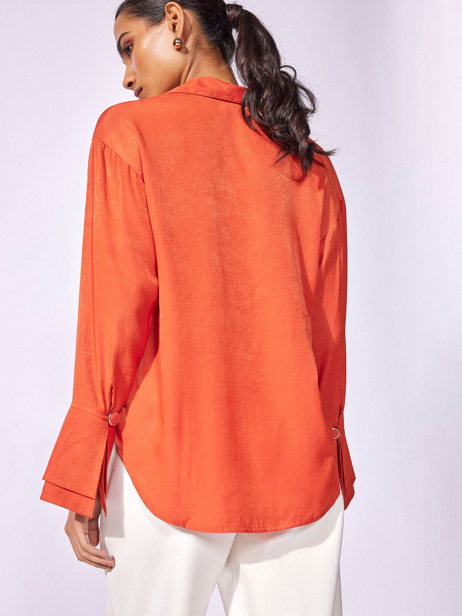 Tangerine Layered Cuff Shirt