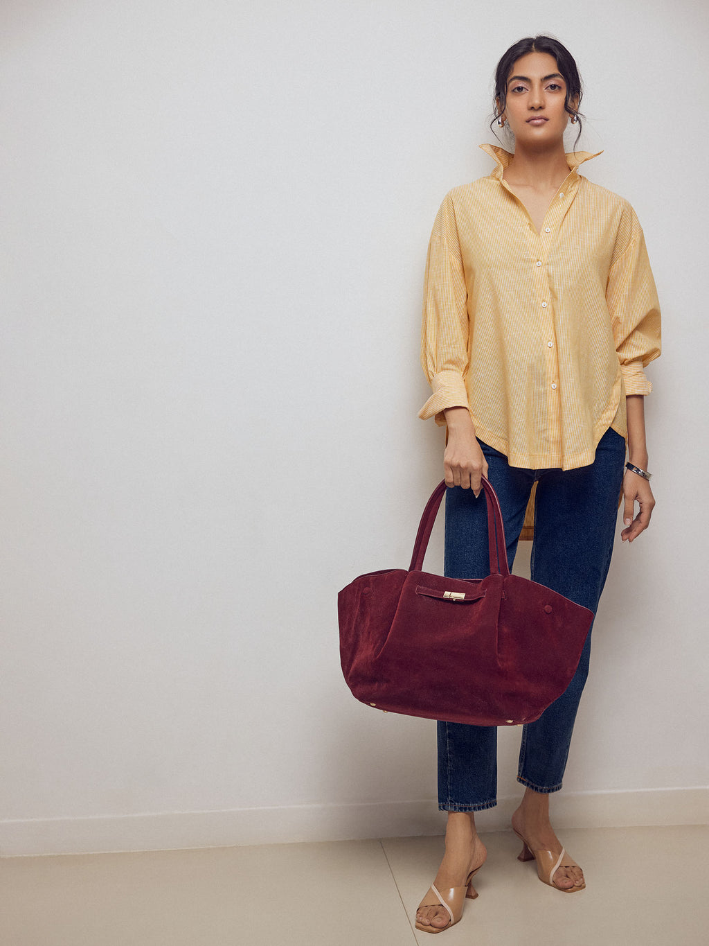 Tangerine Striped Oversized Shirt