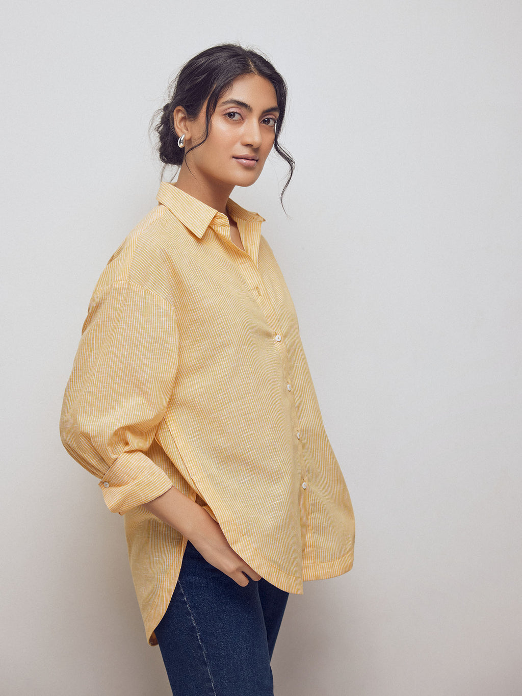 Tangerine Striped Oversized Shirt