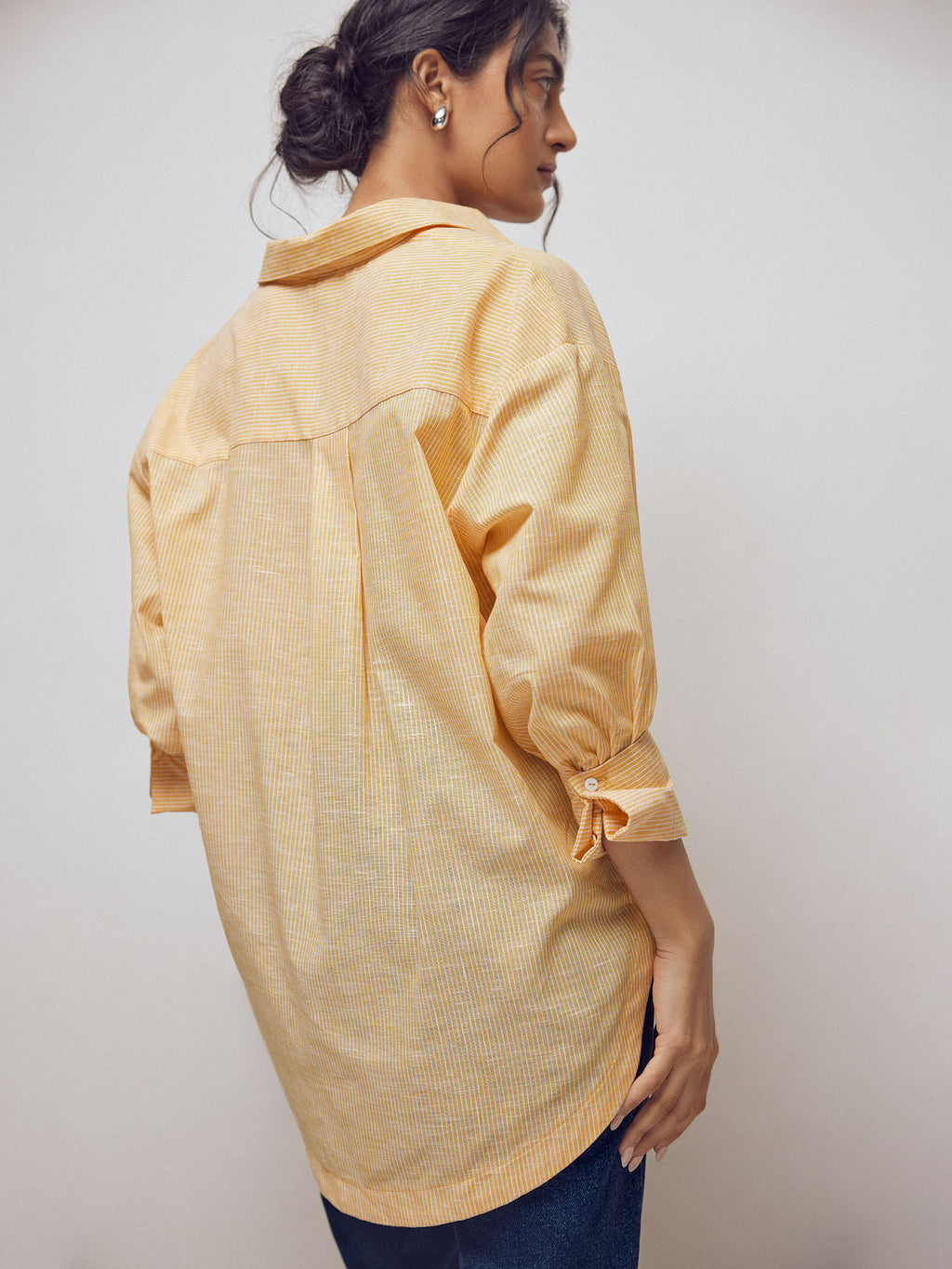 Tangerine Striped Oversized Shirt