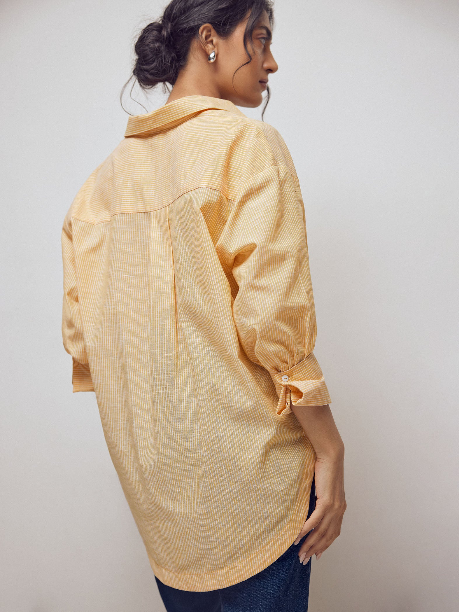 Tangerine Striped Oversized Shirt