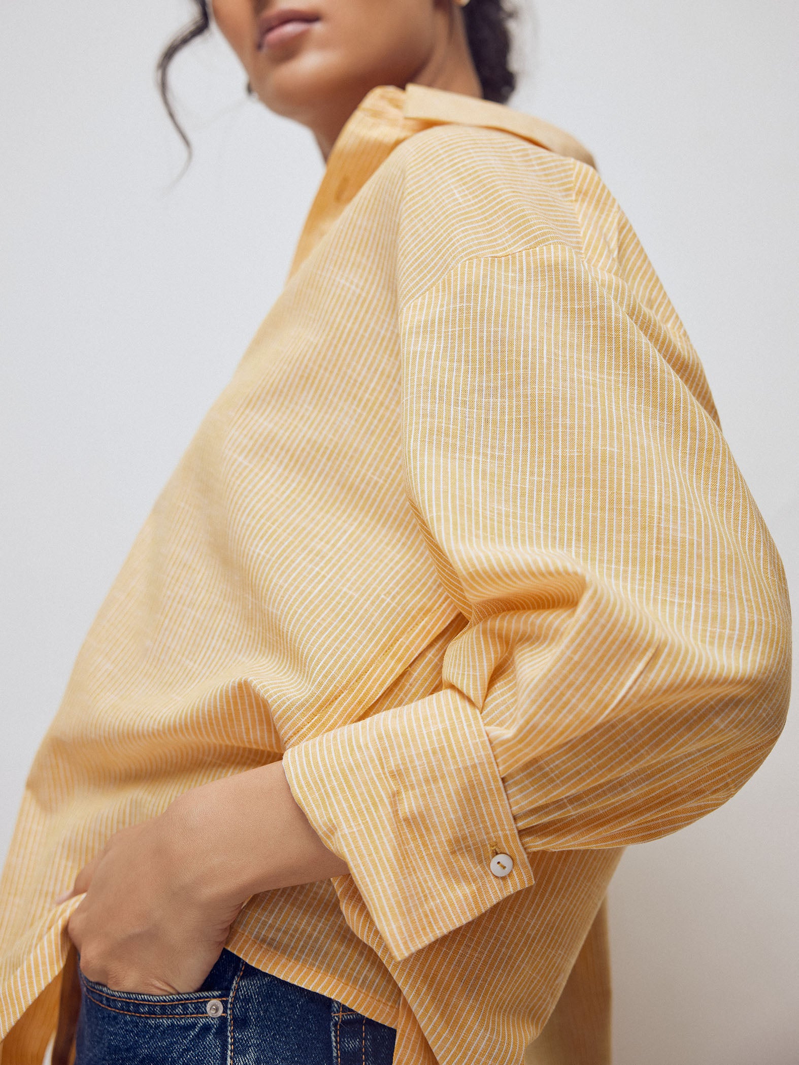 Tangerine Striped Oversized Shirt
