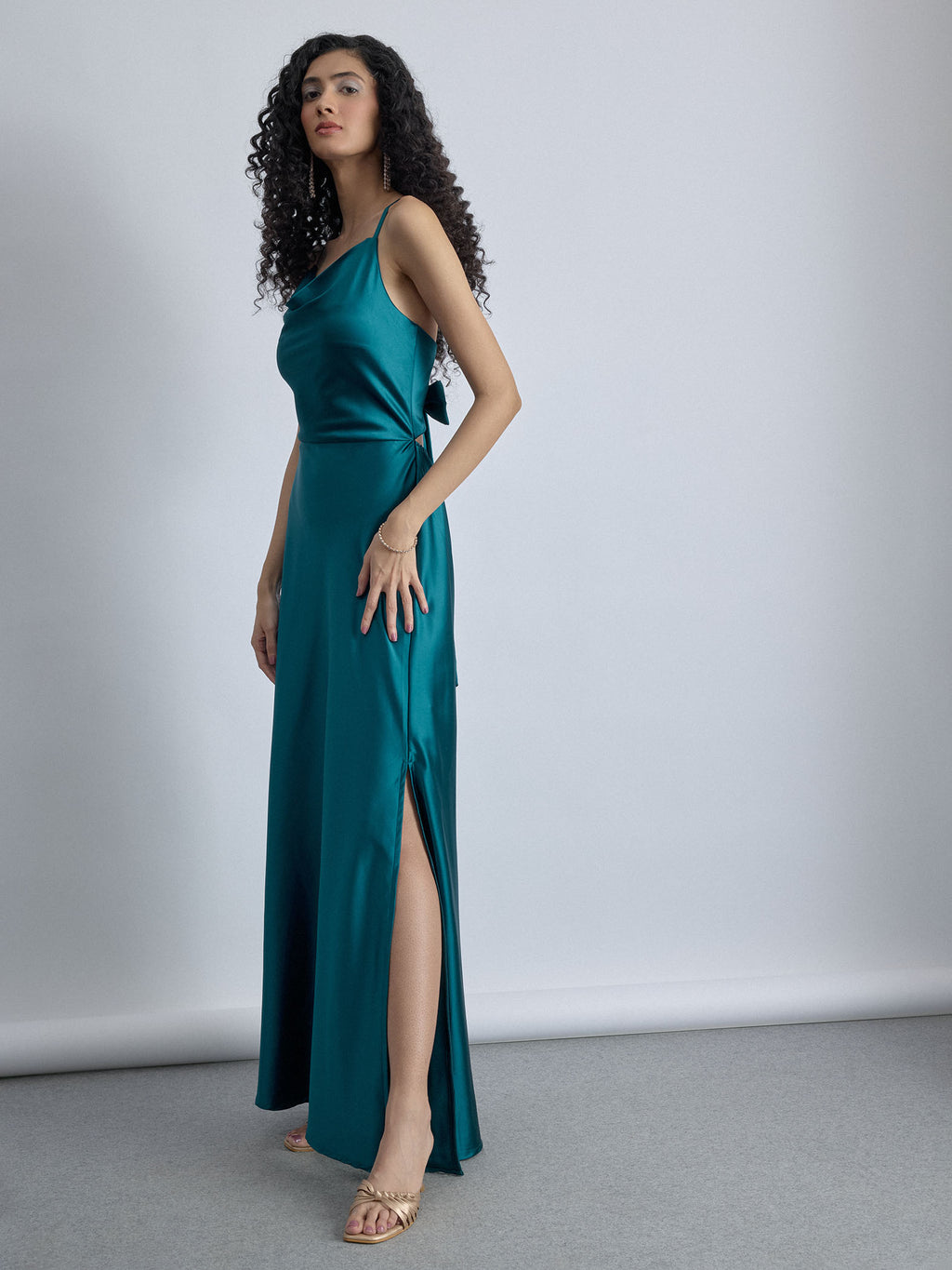 Turkish Blue Satin Maxi