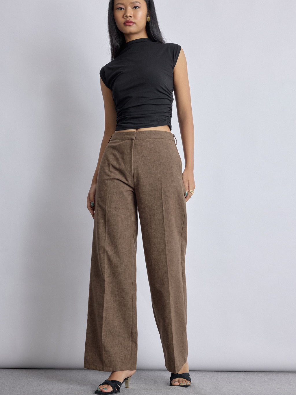 Walnut Linen Pleated Pants
