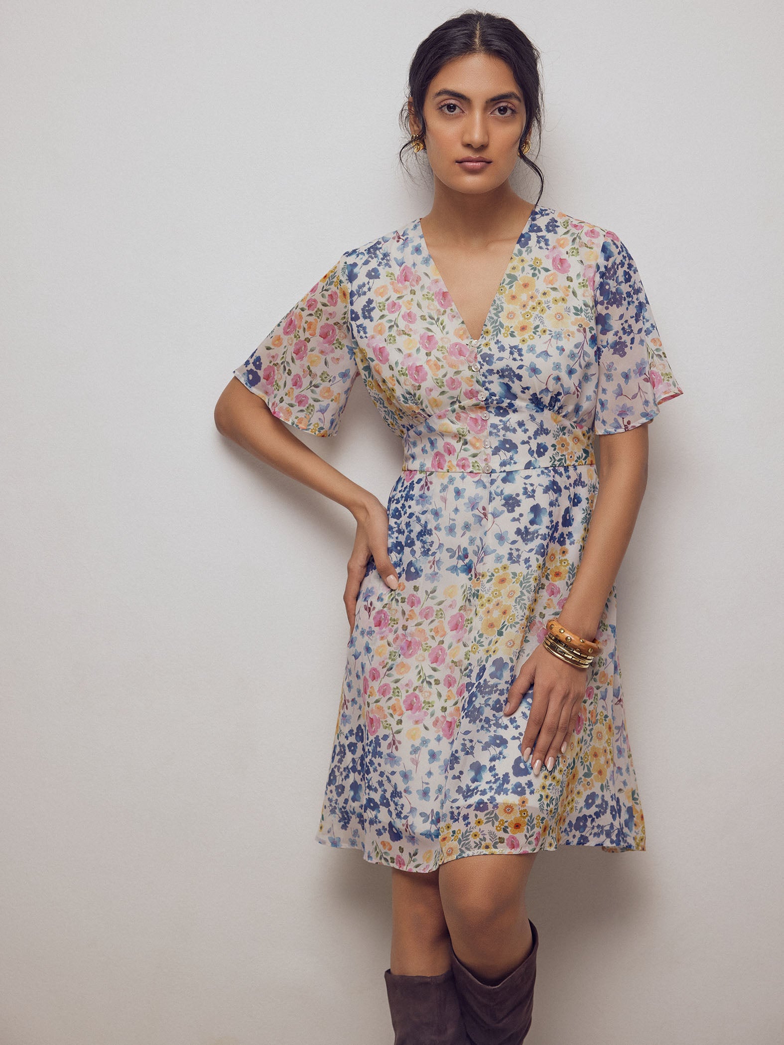 Watercolour Floral Mini Dress