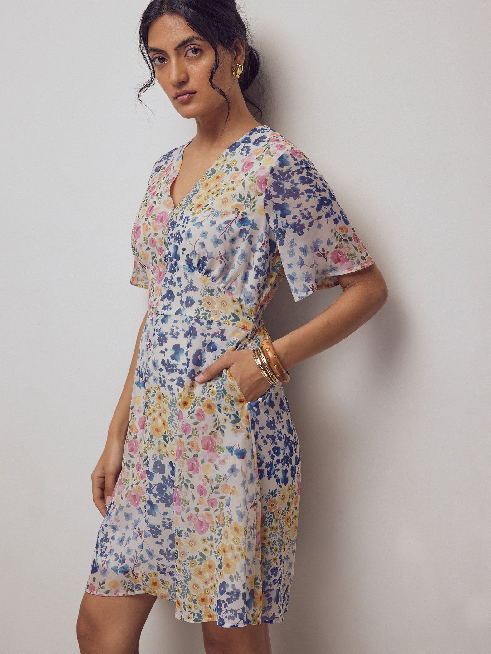 Watercolour Floral Mini Dress