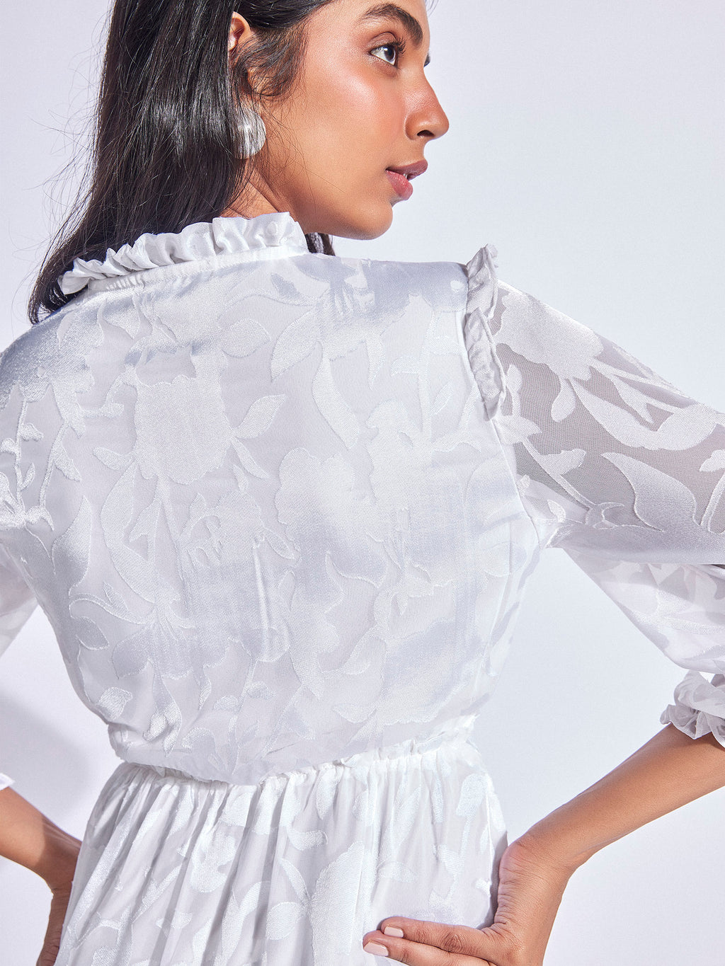 White Burnout Ruffle Dress