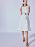 White Cotton Panelled Dress