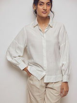 White Pin Collar Detail Shirt