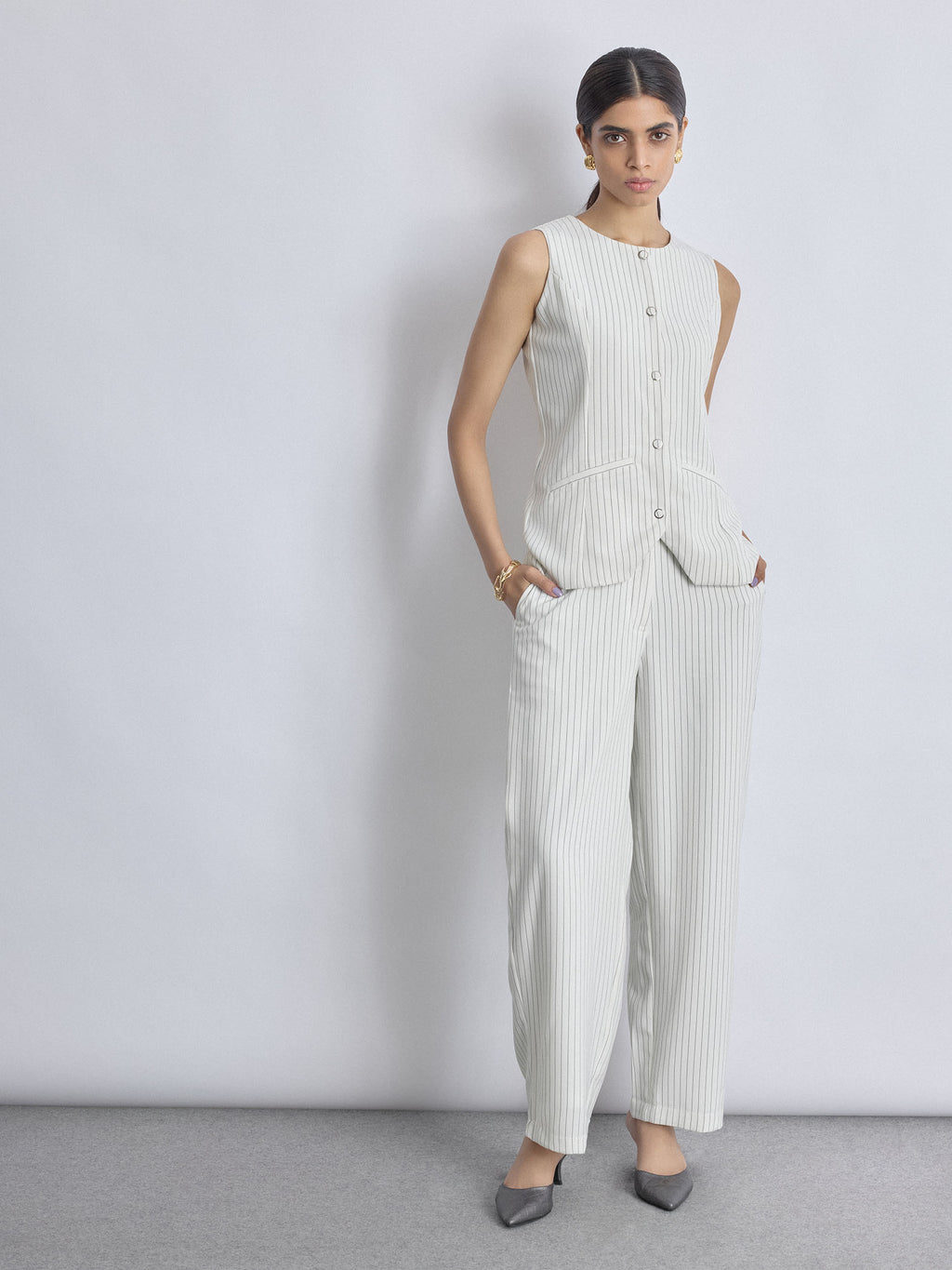 White Pinstripe Pants