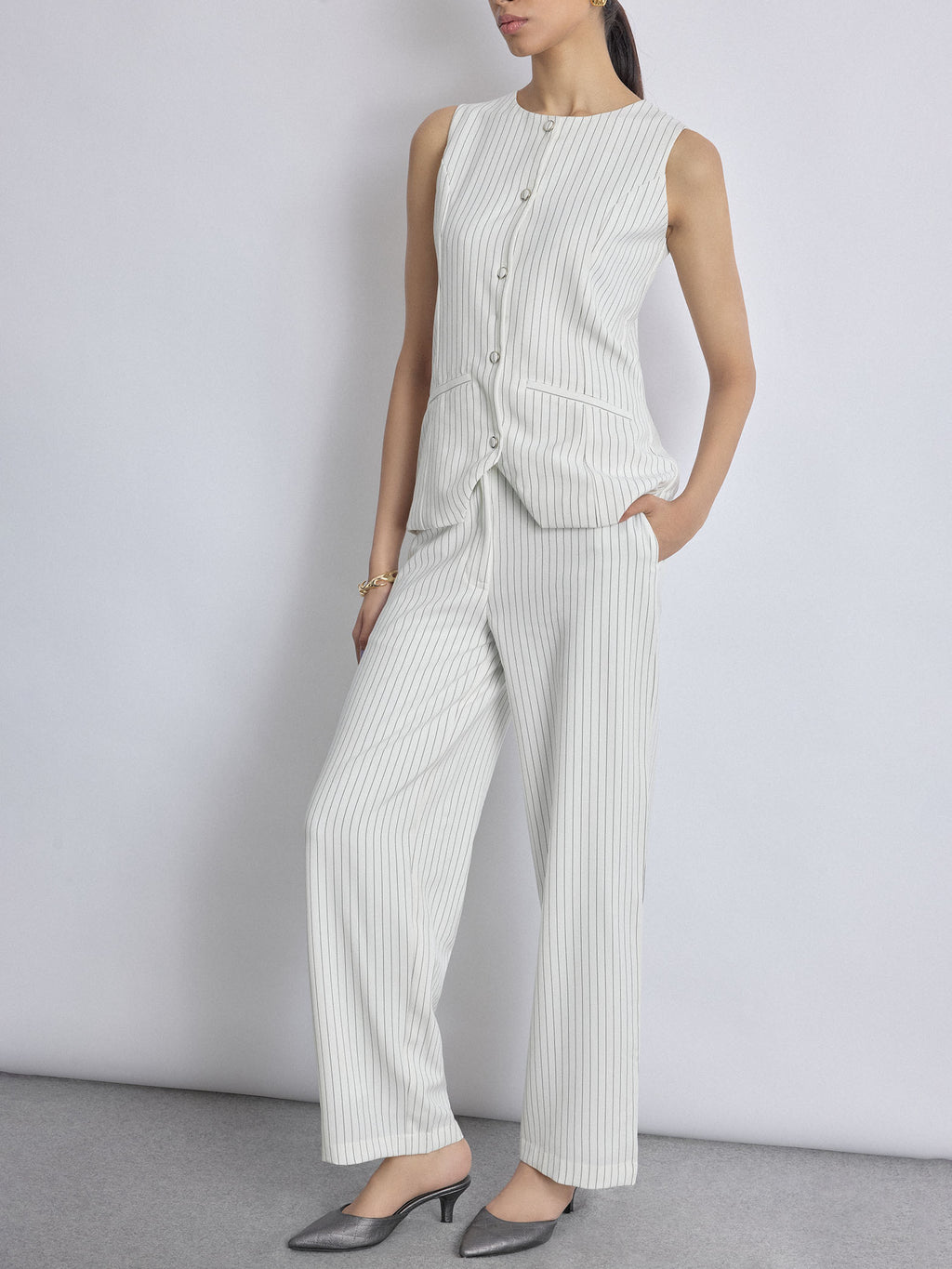 White Pinstripe Pants