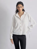 White Sleeve Tie Up Shirt