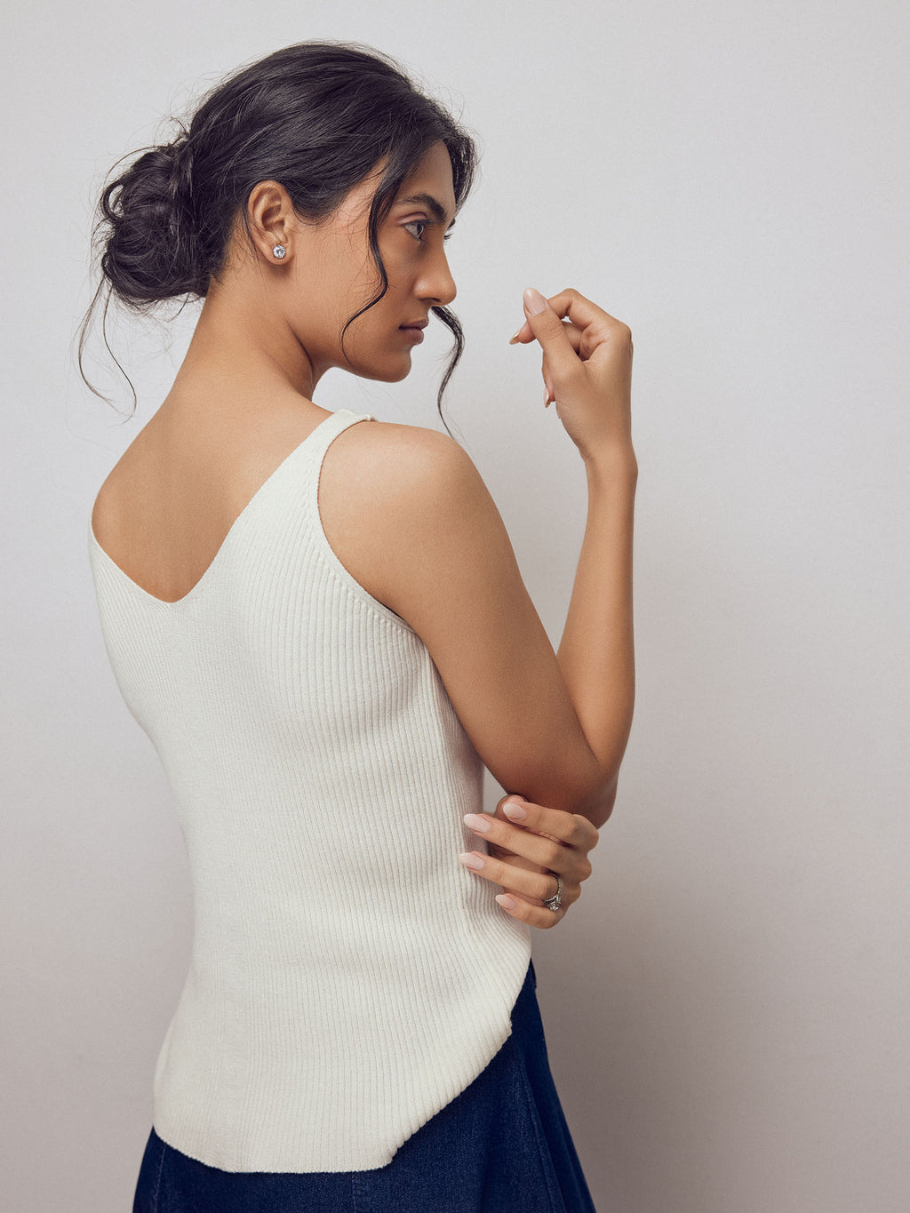 White Strappy Knit Top
