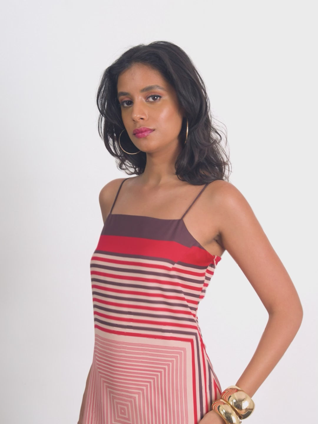 Geometric Scarf Print Maxi Dress