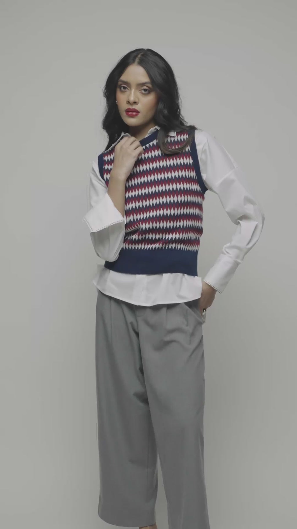 Multicoloured Jacquard Knit Vest