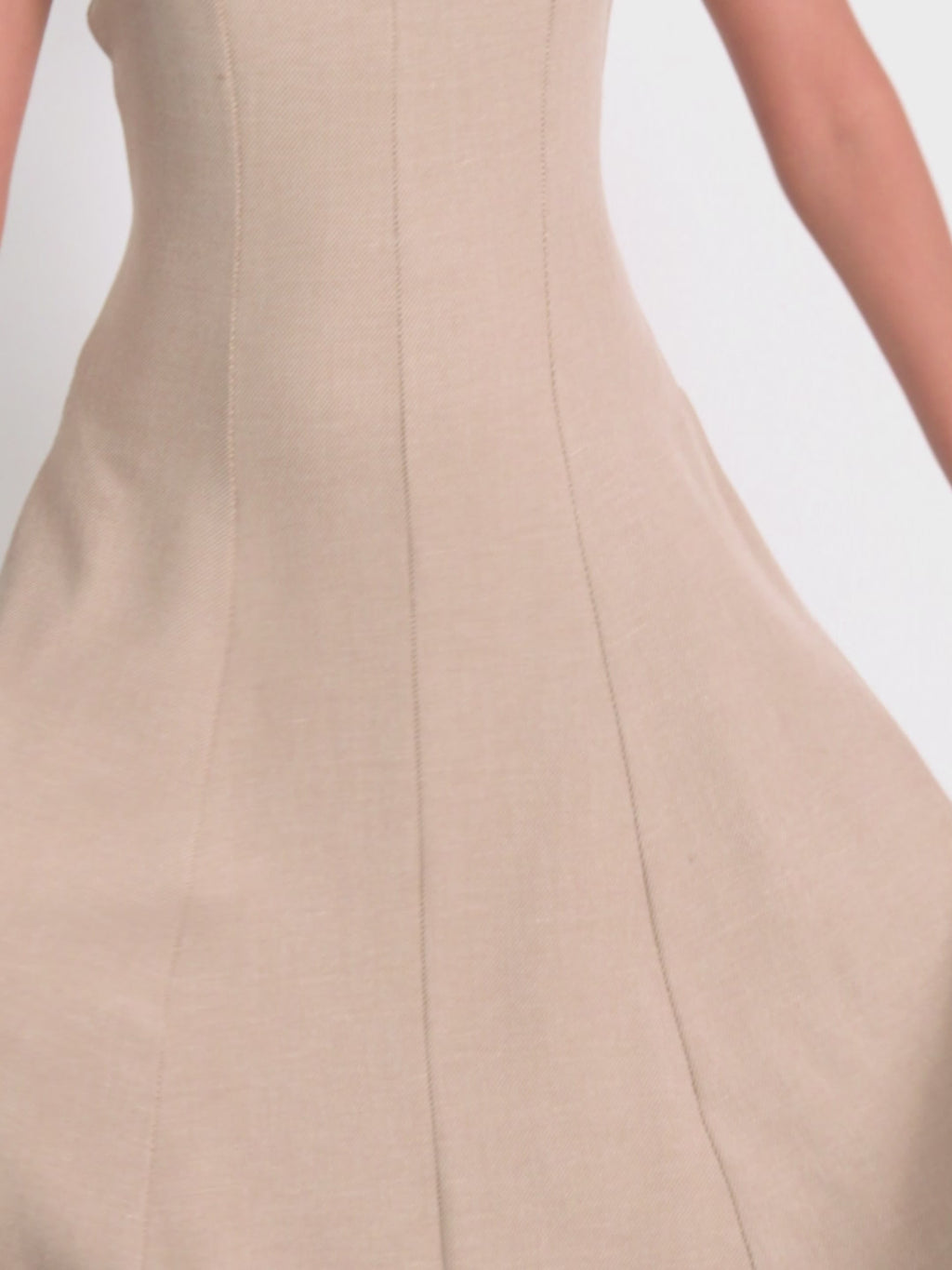 Beige Textured Knit Midi Dress