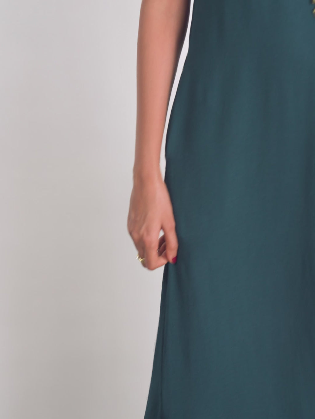 Emerald Button Detail Maxi Dress