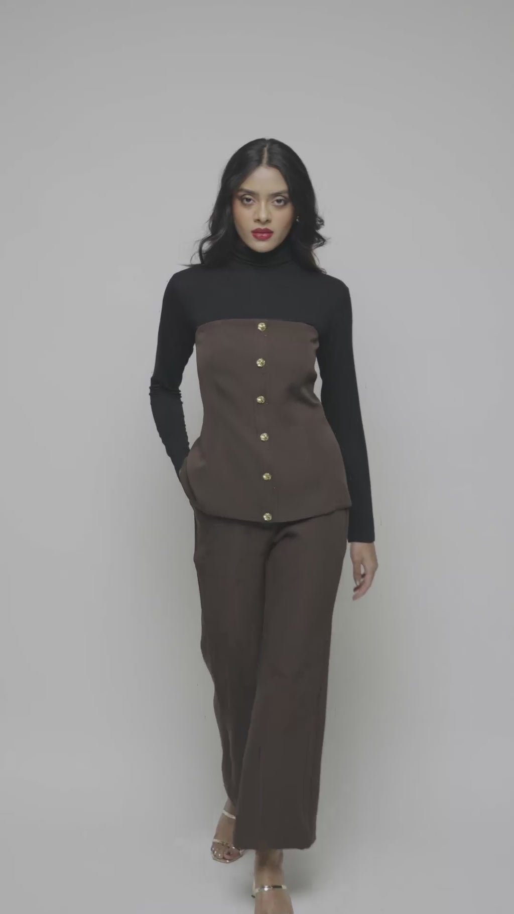 Mocha Gold Buttoned Tube Top