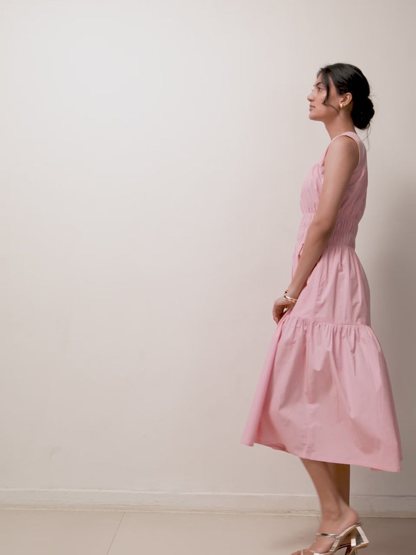 Cotton Candy Pink Tiered Dress