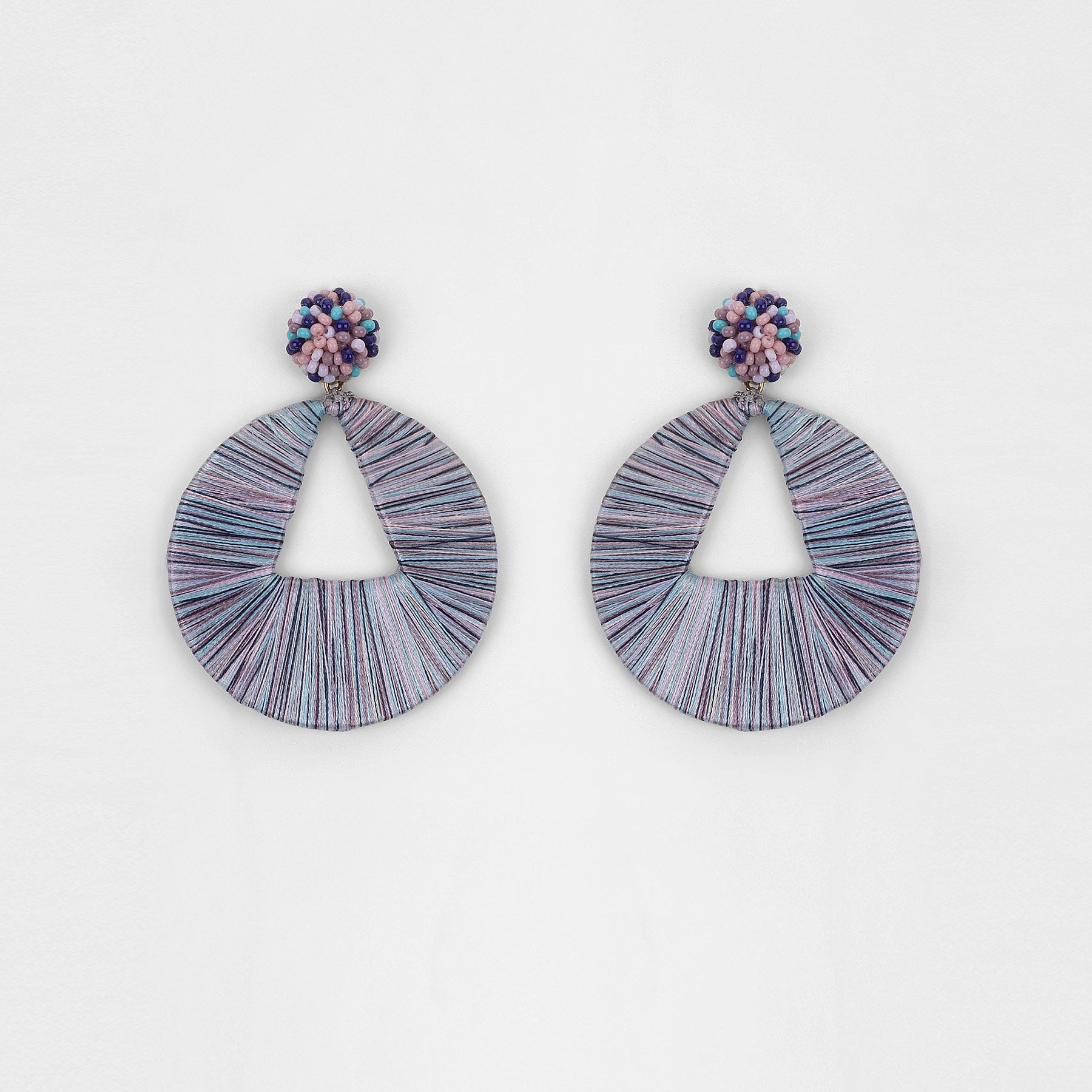 Mauve Thread Work Geo Earrings