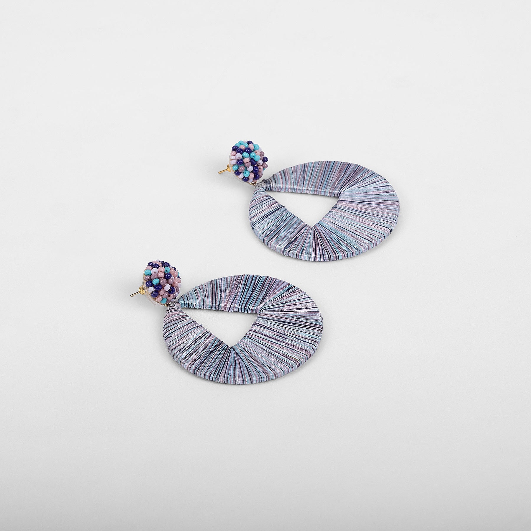 Mauve Thread Work Geo Earrings