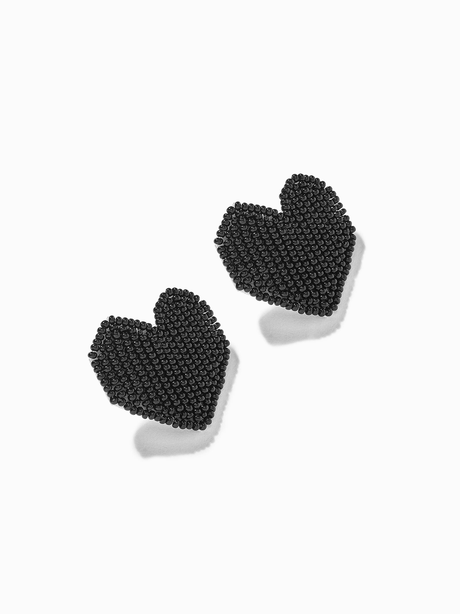 Black Beaded Heart Studs