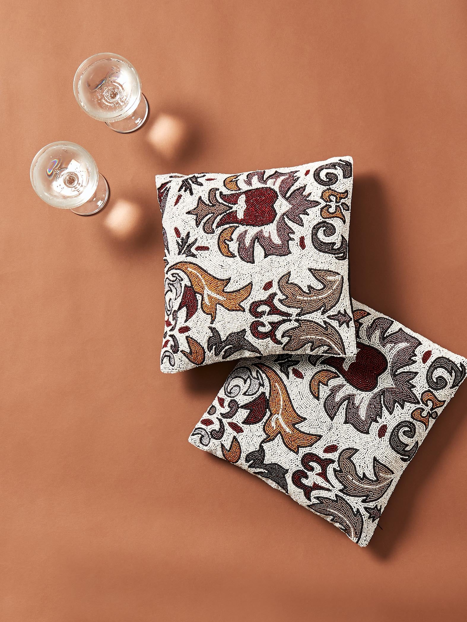Beaded Damask Cushion Cover