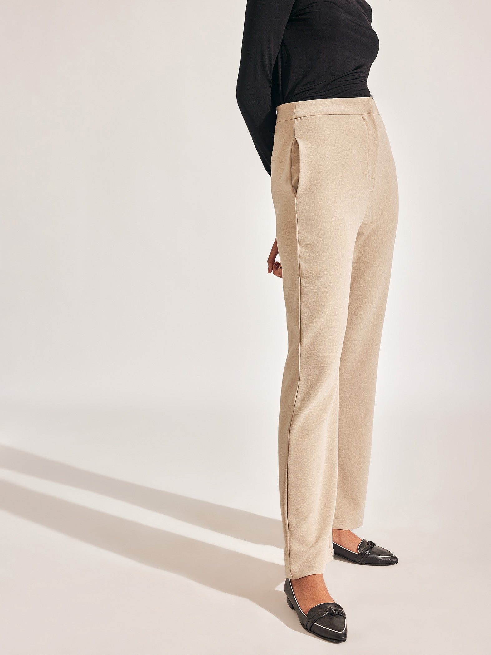 Beige Bootcut Pants