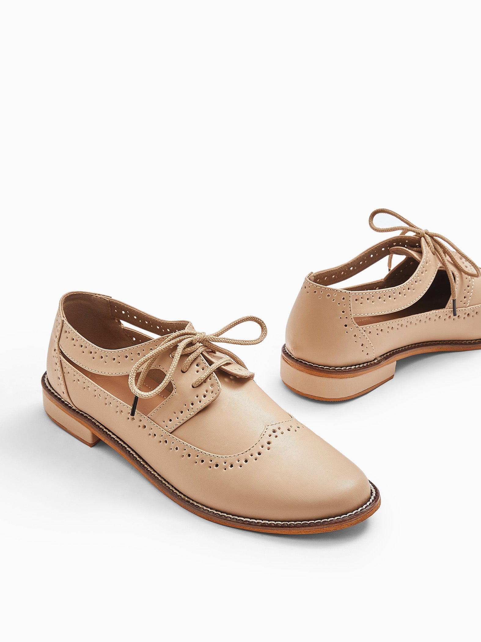 Beige Cut Out Brogues