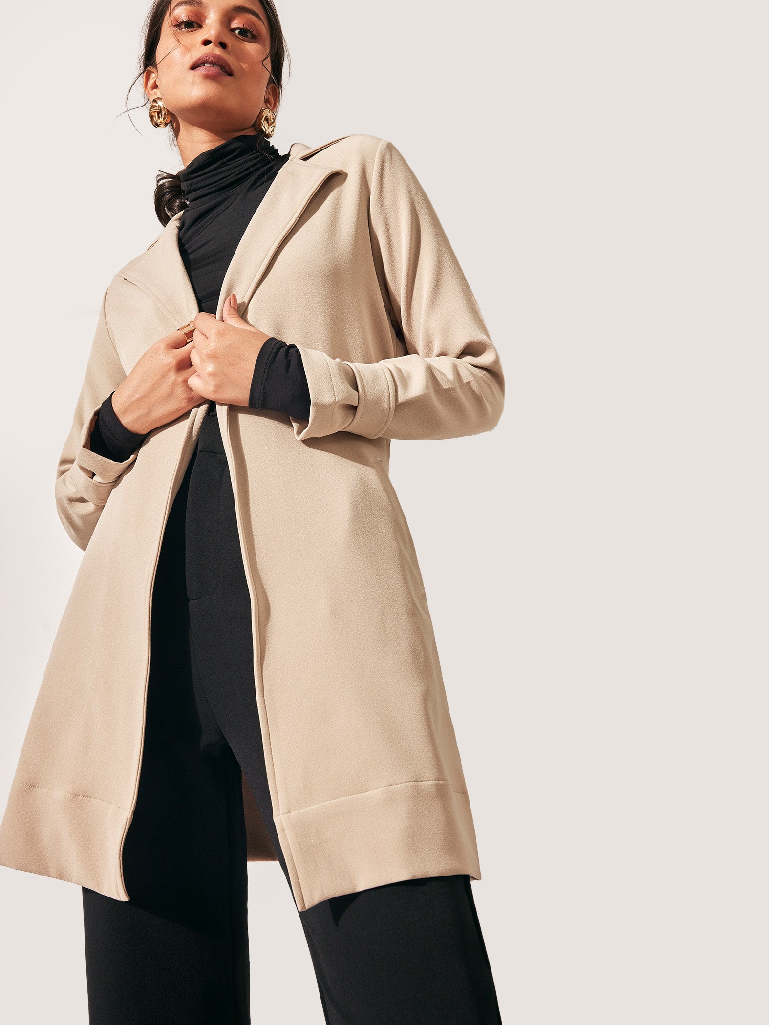 Lapel collar trench coat best sale