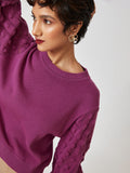 Berry Balloon Sleeve Sweater